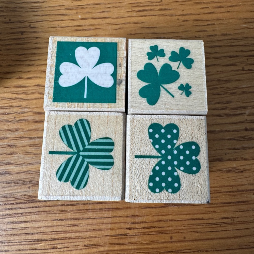 Hero Arts Quatros LL901 Fanciful Shamrocks Woodblock Rubber Stamps Set of 4 2003